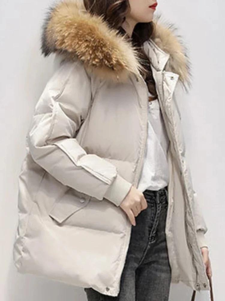 Зимняя пуховая куртка женские парки большого размера с капюшоном однотонные