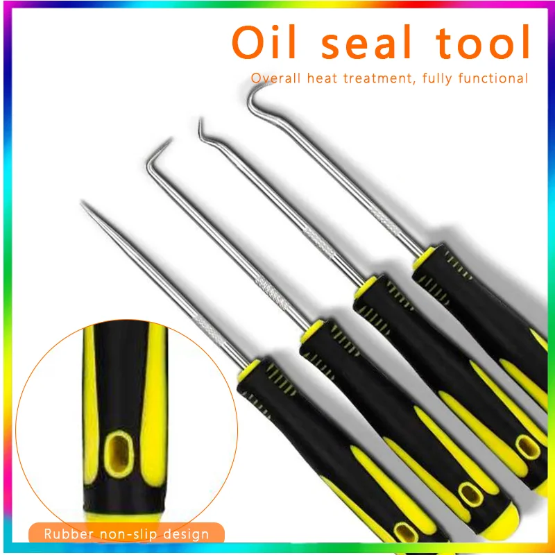 

4 Pieces Long Pick & Hook Gasket Puller Pick Tools for Removing Car Auto Oil Seal O-Ring Seal Tools Vehicle Screwdrivers