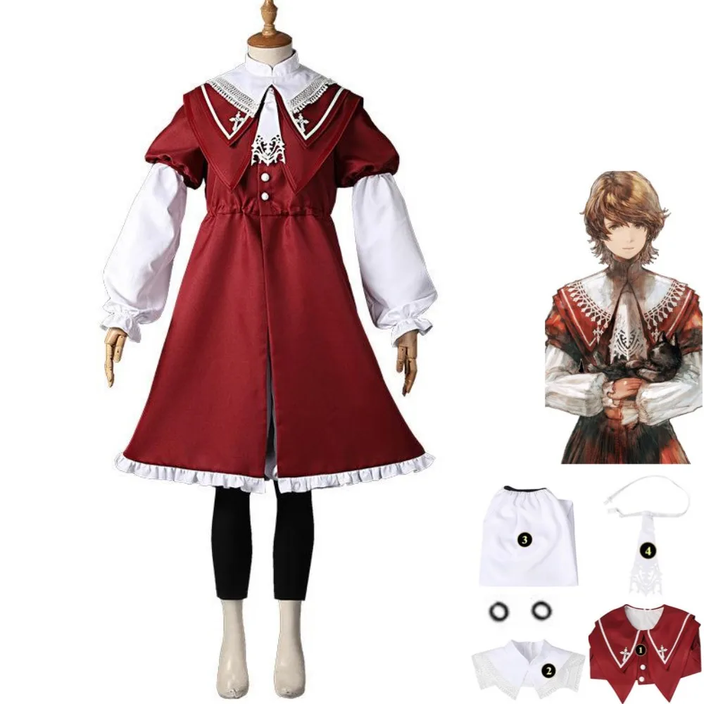 

Anime Game Final Fantasy XVI FF16 Joshua Rosfield Cosplay Costume FFXVI Doujin Red Dress Coat Man Woman Kawaii Halloween Suit
