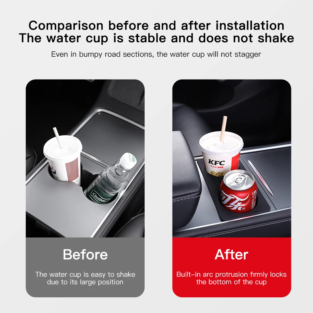 

For Tesla Model 3 Model Y Water Cup Holder Storage Box Center Console Cup Waterproof Non-slip Coasters 2021-2023 Car Accessories