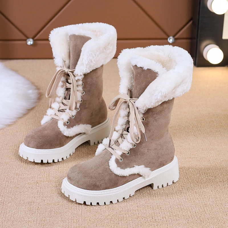 

Oversized Women's Boots, 2022 Winter, New Flanging, Two Wearing, Plush, Thickened, Anti-skid, Warm Snow Boots for Women Shoes