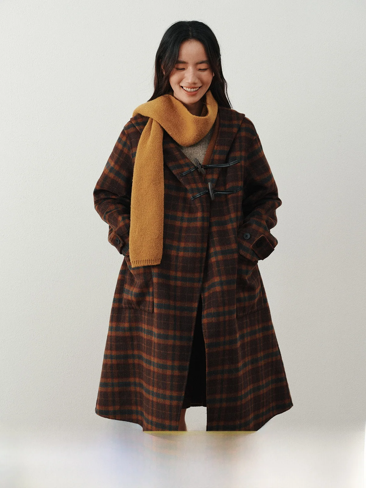 Octopusme Octopus Home двусторонние шерстяные изделия пальто-пончо с роговой пряжкой