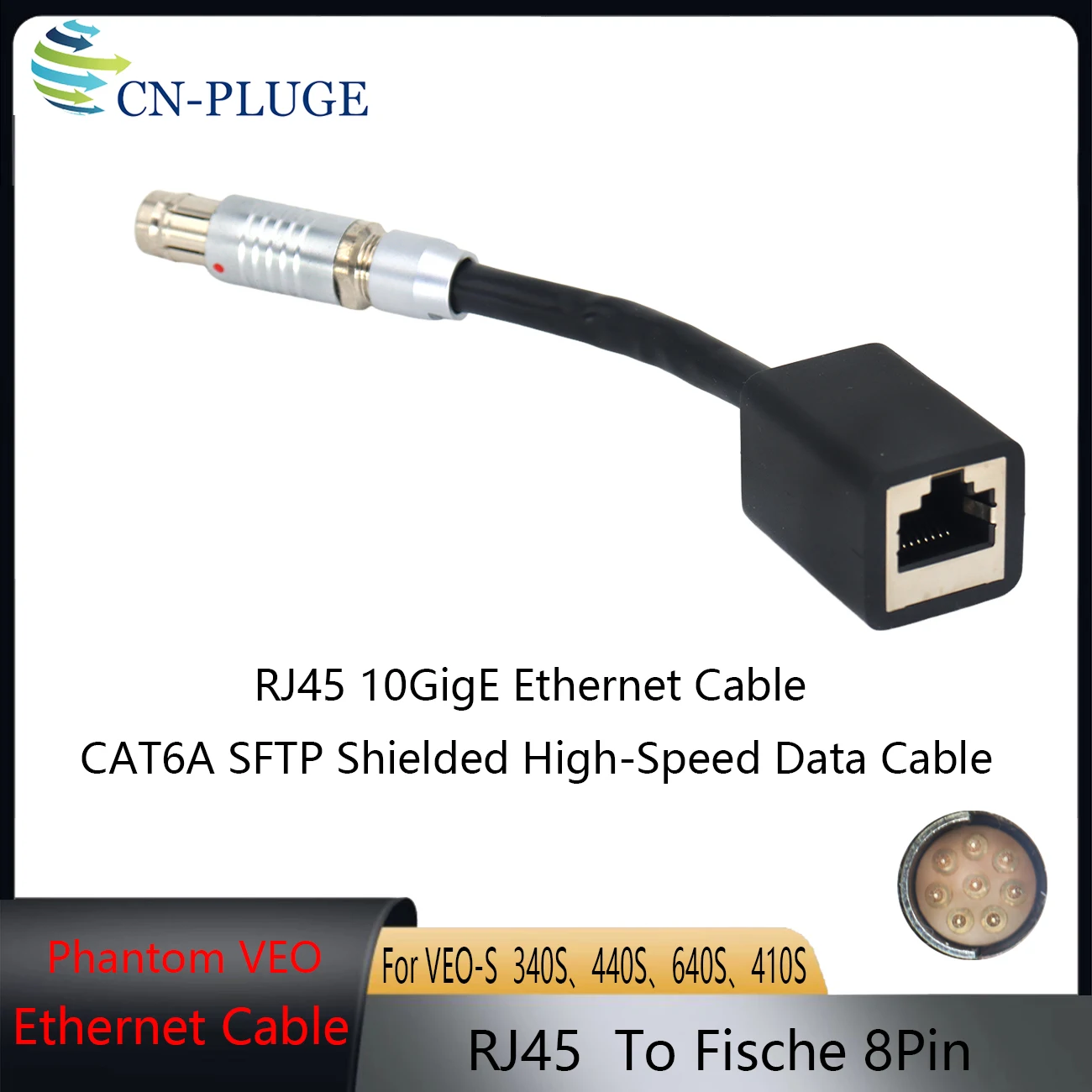 Фото Кабель Ethernet Fischer 8Pin на RJ45 (гнездо), экранированный, высокоскоростной, для камер Phantom VEO 340S 440S 640S/ T‑Series/UHS/Flex4K №2