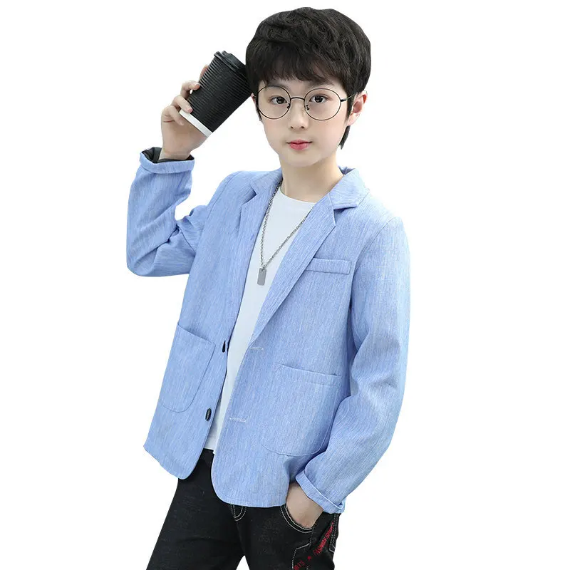 

Suit Blazer for Kids Boy 2023 Korean Casual Style Child Wedding Gentelman Jackets Coat Black Blue School Formal Spring Clothes