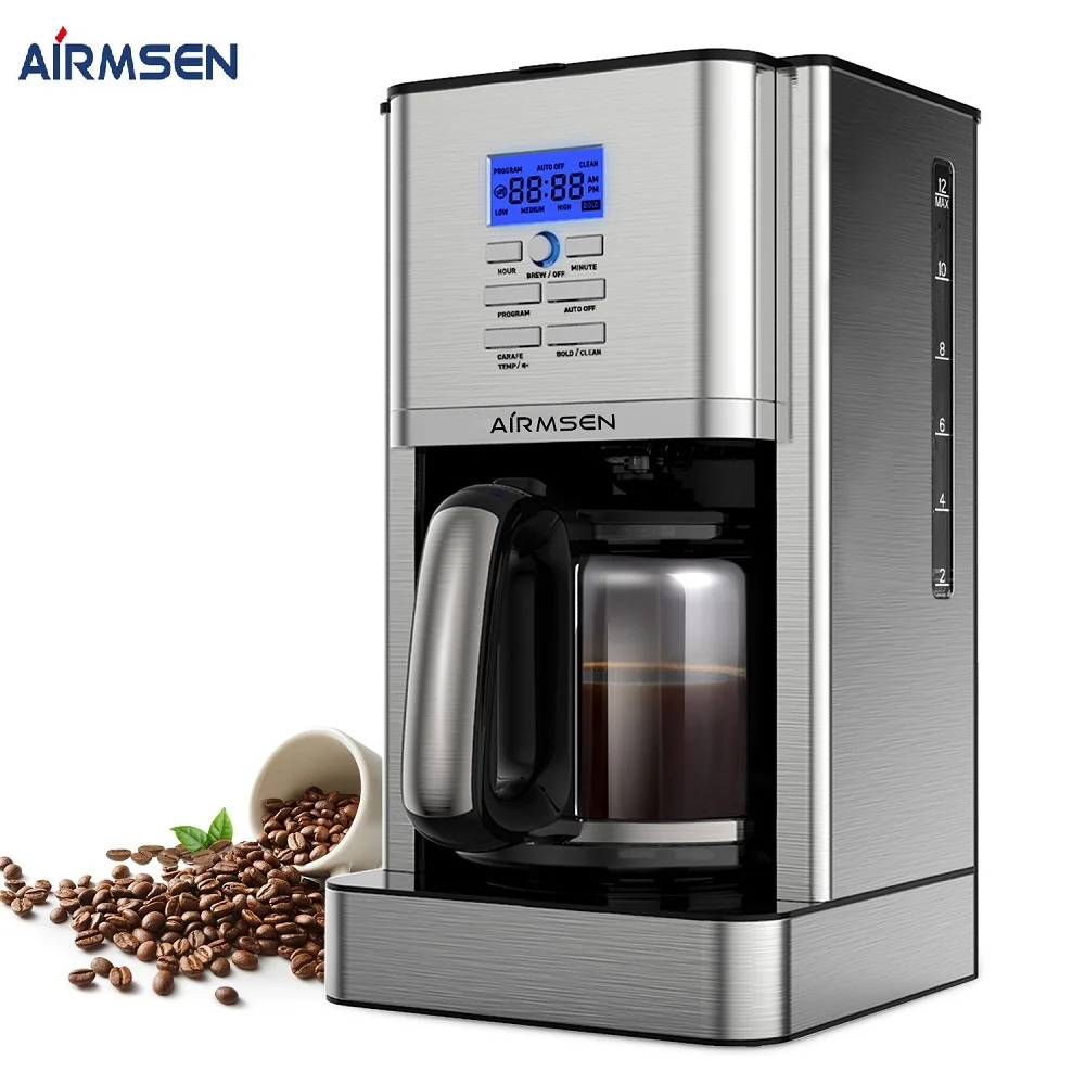 

2023 капельная кофемашина Airmsen 1000 Вт, Кухонная техника, автоматическая капельная Кофеварка для приготовления чая и кофе, сохраняет тепло 12