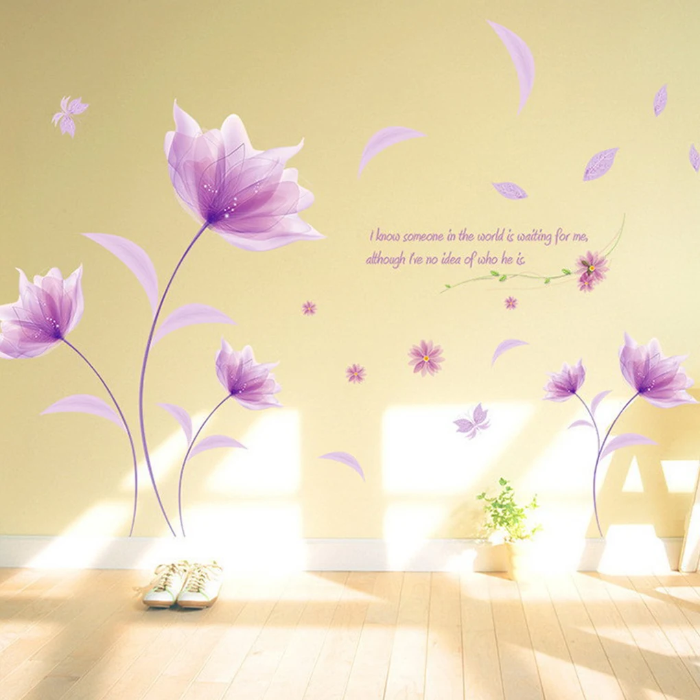 

PVC Flower Wall Sticker Portable Self-adhesive Waterproof Protective Home Bedroom Decal Wallpaper Decor Ornament