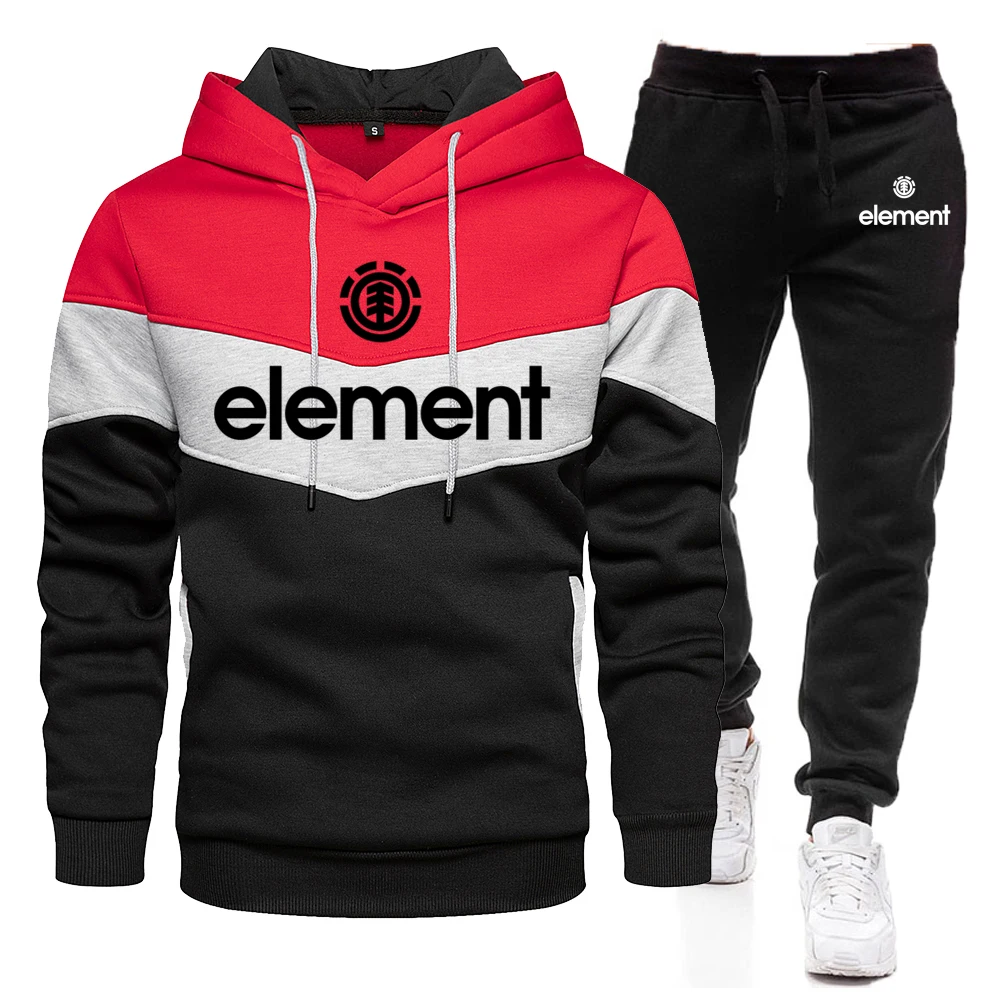 2022 New Letter ELEMENT Men Hoodies Sweatshirt+Sweatpants Suit Autumn Winter Sportswear Sets Tracksuit Men's Pullover Jacket Set