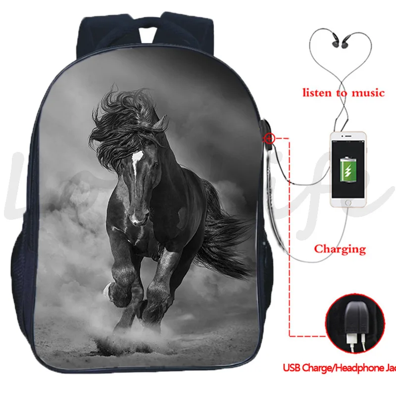 

Custom Animal Lion Elephant Deer Zebra Horse Backpack USB Design Rucksack 3D Printing Knapsacks Boys Girls Schoolbag Bookbags