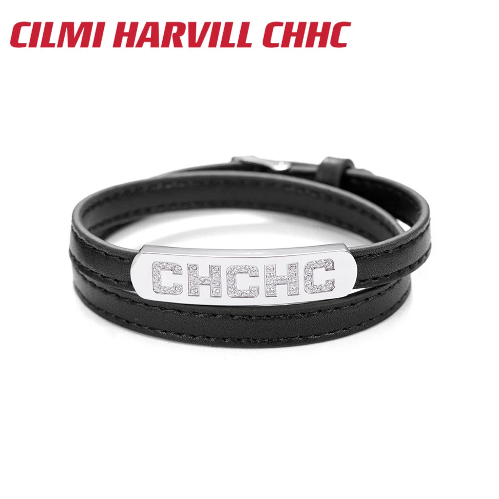 

CILMI HARVILL CHHC Genuine Leather Material Women's Bracelet Metal Inlaid Logo Gift Box Banquet