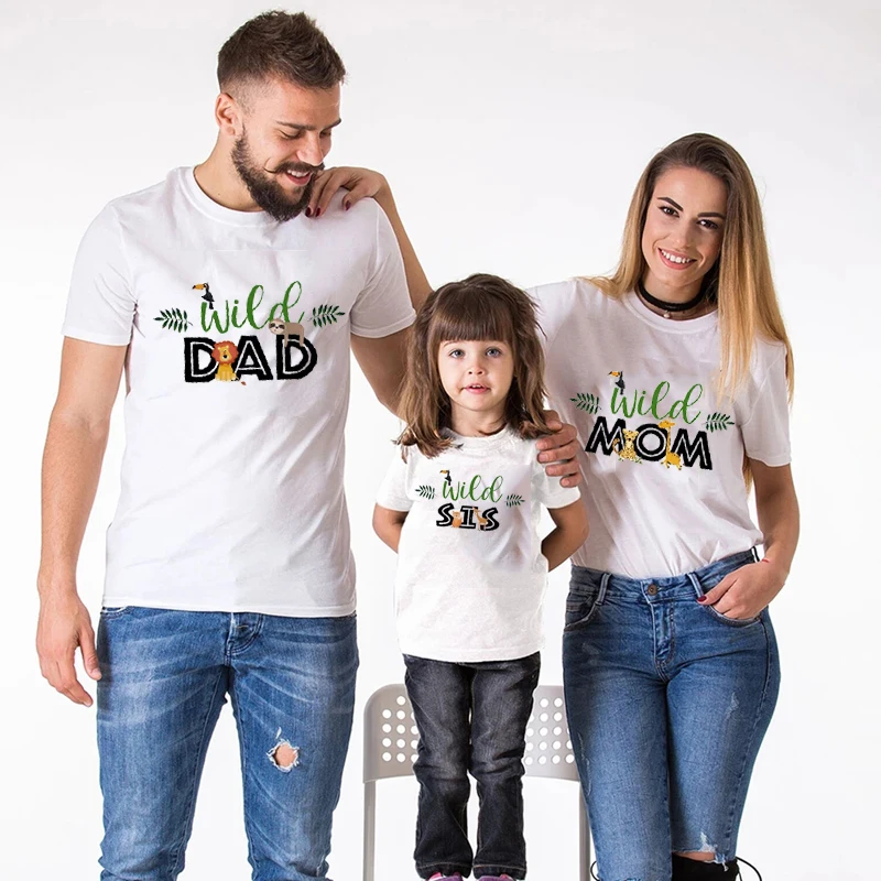 Одинаковая футболка для всей семьи с коротким рукавом принтом диких пап мама