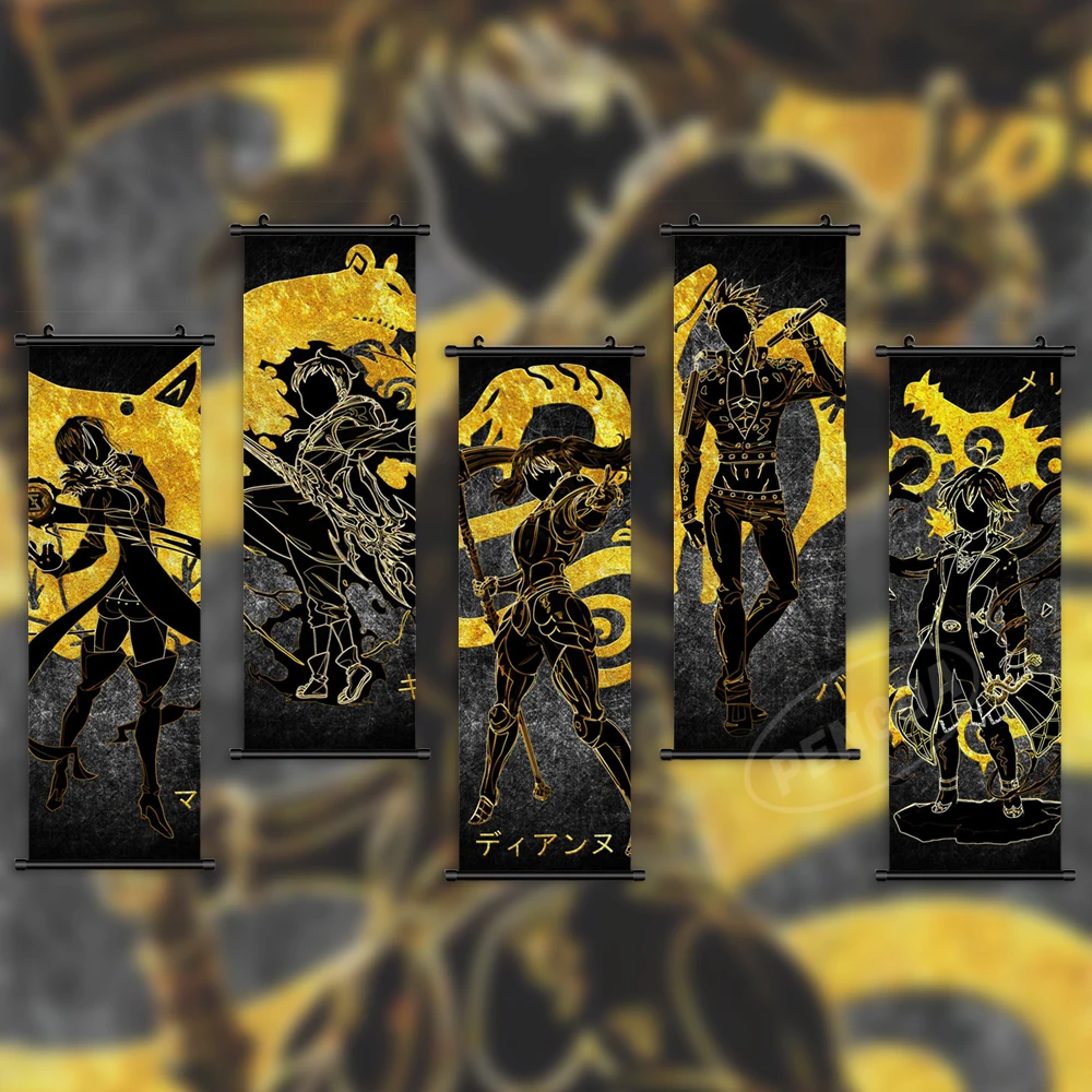 

Home Decor Prints The Seven Deadly Sins Wall Art Poster Canvas Pictures Meliodas Ban Scroll Hanging Anime Painting Living Room