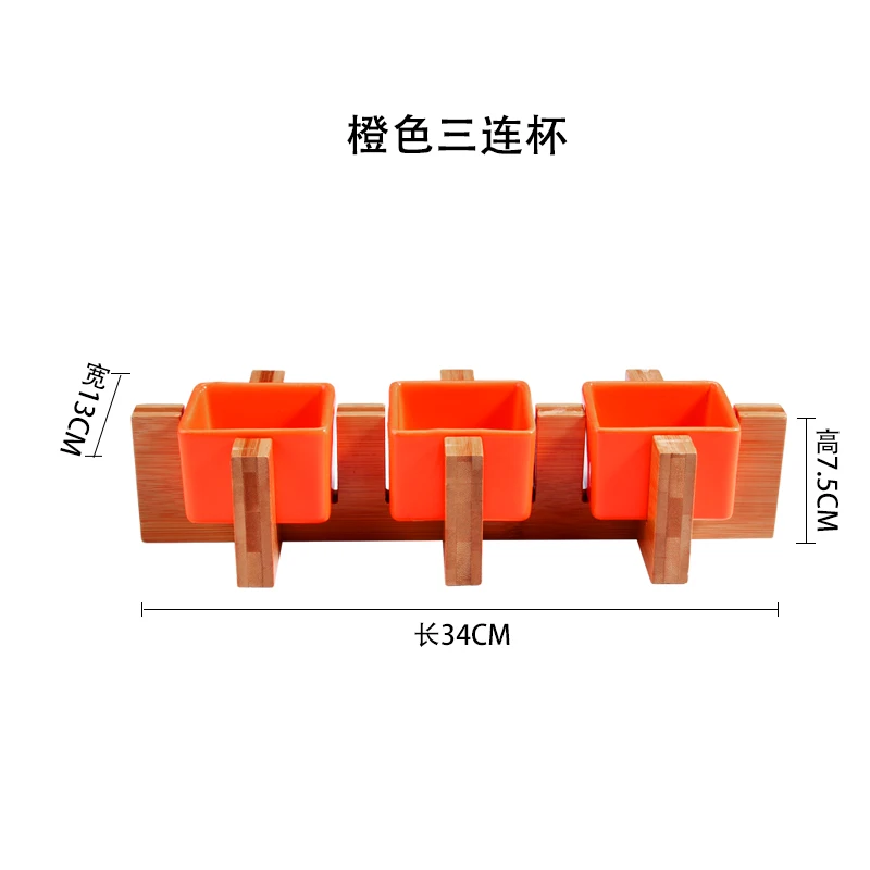 Керамическая квадратная чашка из бамбука и дерева в японском стиле набор