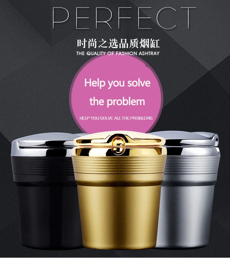 

Car Ashtray Car Garbag Can With Led Light With Cover Creative Personality Covered Car Inside The Car multi-function Car Supplie
