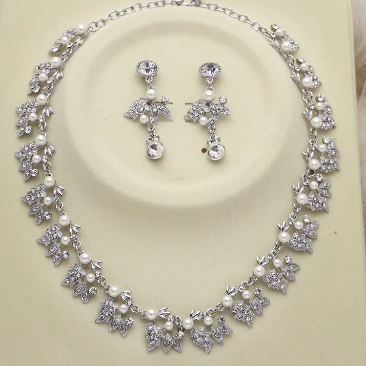 

Свадебное ожерелье и серьги в европейском и американском стиле, свадебные украшения