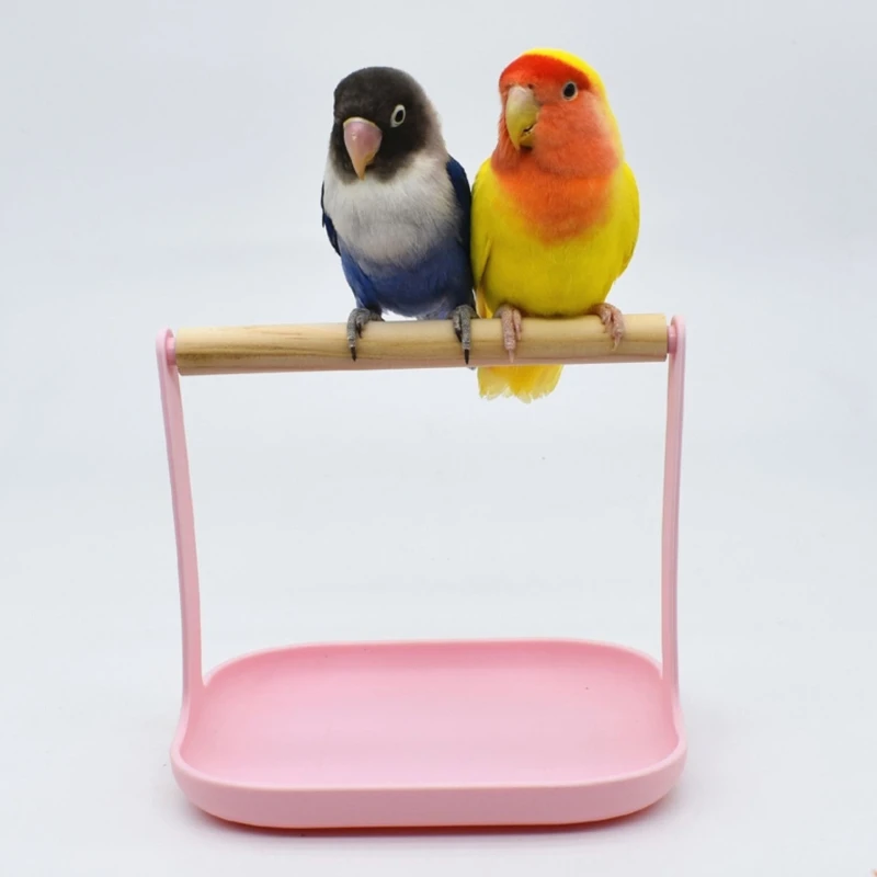 

Настольная подставка для тренировок, портативный попугай, деревянные игровые подставки с пластиковым лотком для мелких и средних попугаев,...