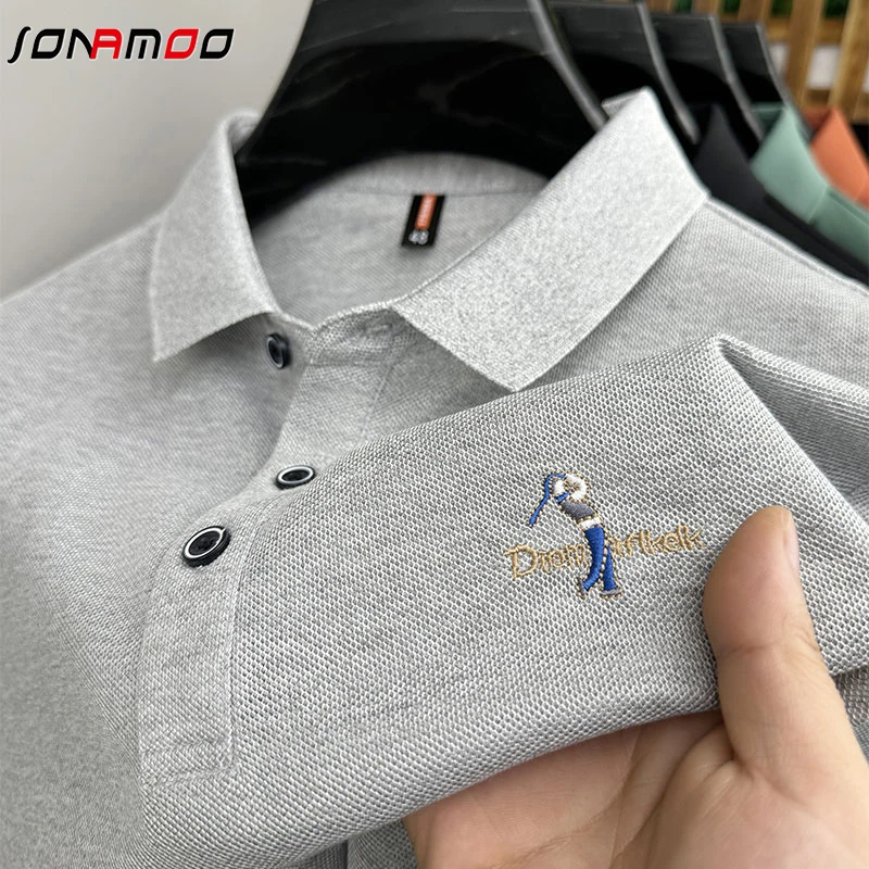 New Men's Casual and Fashionable Embroidered Short Sleeved Polo Shirt Comfortable Breathable Versatile Summer Top