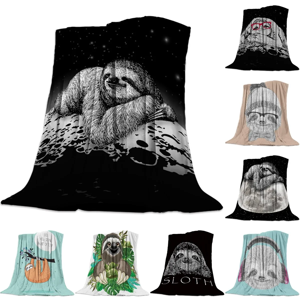 

Black Sleep Sloth Throw Blanket Super Soft Premium Sherpa Fleece Blanket for Sofa Chair Bed Office Travelling Camping Gift King