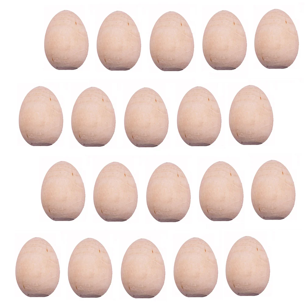 20 Pcs Wooden Eggs Easter Drawing Childrens Toys Crafts Unpainted Russian Food Nesting Unfinished