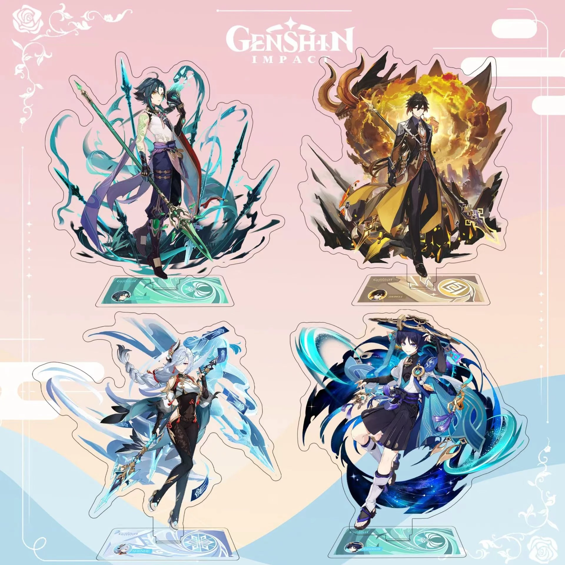 Аниме геншин ударт каэдехара казуха Сяо Ху Тао Косплей стоячий знак акриловый