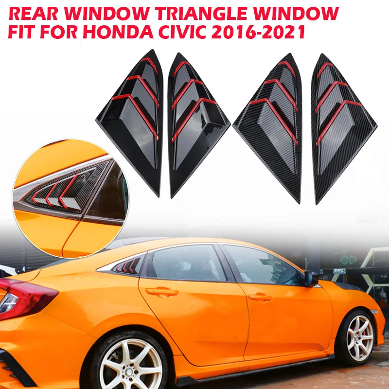 Rear Side Window Louver Spoiler Panel 1/4 Quarter Window Fit For Honda Civic 10th Sedan 2016 - 2021 Car Accessories Replacement