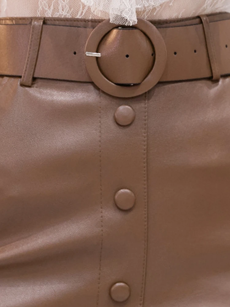 Lautaro весна осень черная мягкая юбка-карандаш из искусственной кожи женская с