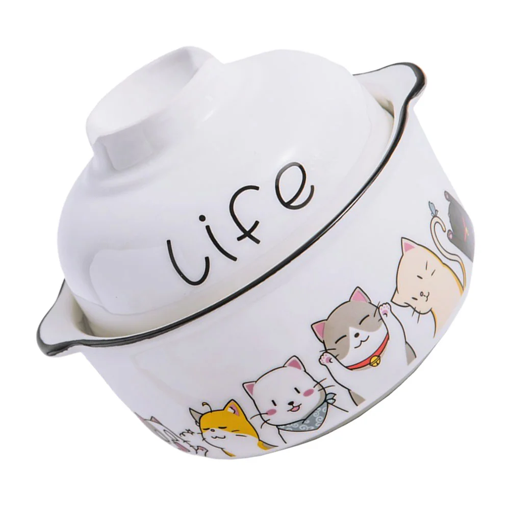 

Bowl Soupceramic Bowls Noodle Lid Ramen Handle Salad Instant Lids Serving Porcelain Japanese Pottery Stew Pot Egg Pasta Rice