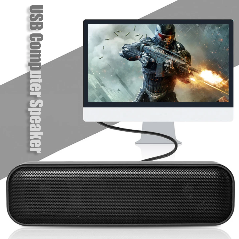 

HK-5008 USB Powered Soundbar Desktop Speaker Wired Computer Sound Box for TV Desktop Laptop Computer with Two Subwoofers