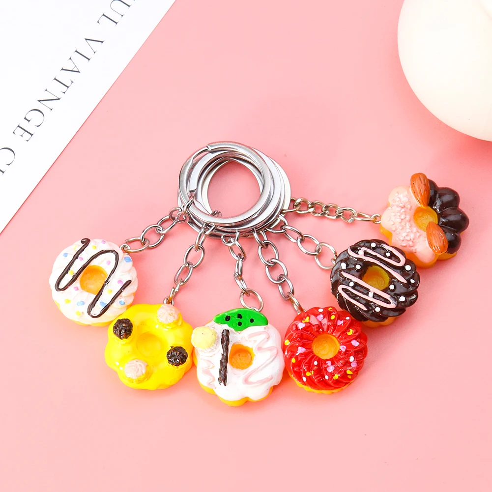 

1PC Kawaii Donut Keychain Cute Food Cake Dessert Keyring Holder Bag Pendant Car Key Chains Accessories Jewelry Gifts