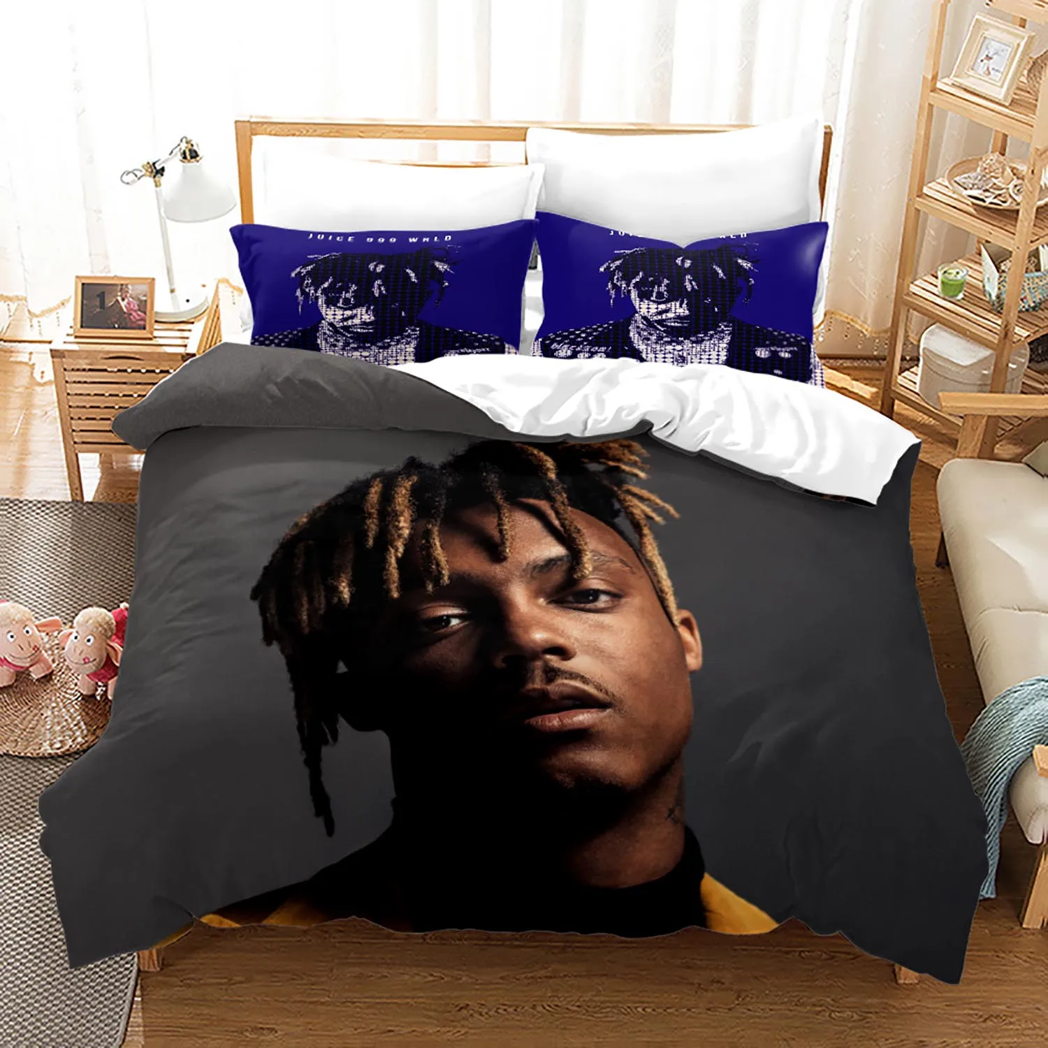 

New Juice Wrld Bedding Set Single Twin Full Queen King Size Stars Juice Wrld Bed Set Aldult Kid Bedroom Duvetcover Sets 3D 018