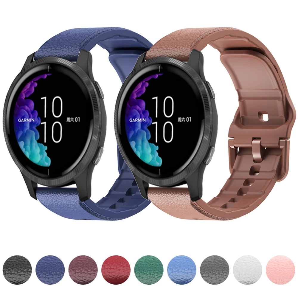 

Leather Pattern Silicone Strap for Garmin Vivoactive 3 4 HR Watch Band for Garmin Sq Active Move Venu 2 Plus Bracelet Watchband