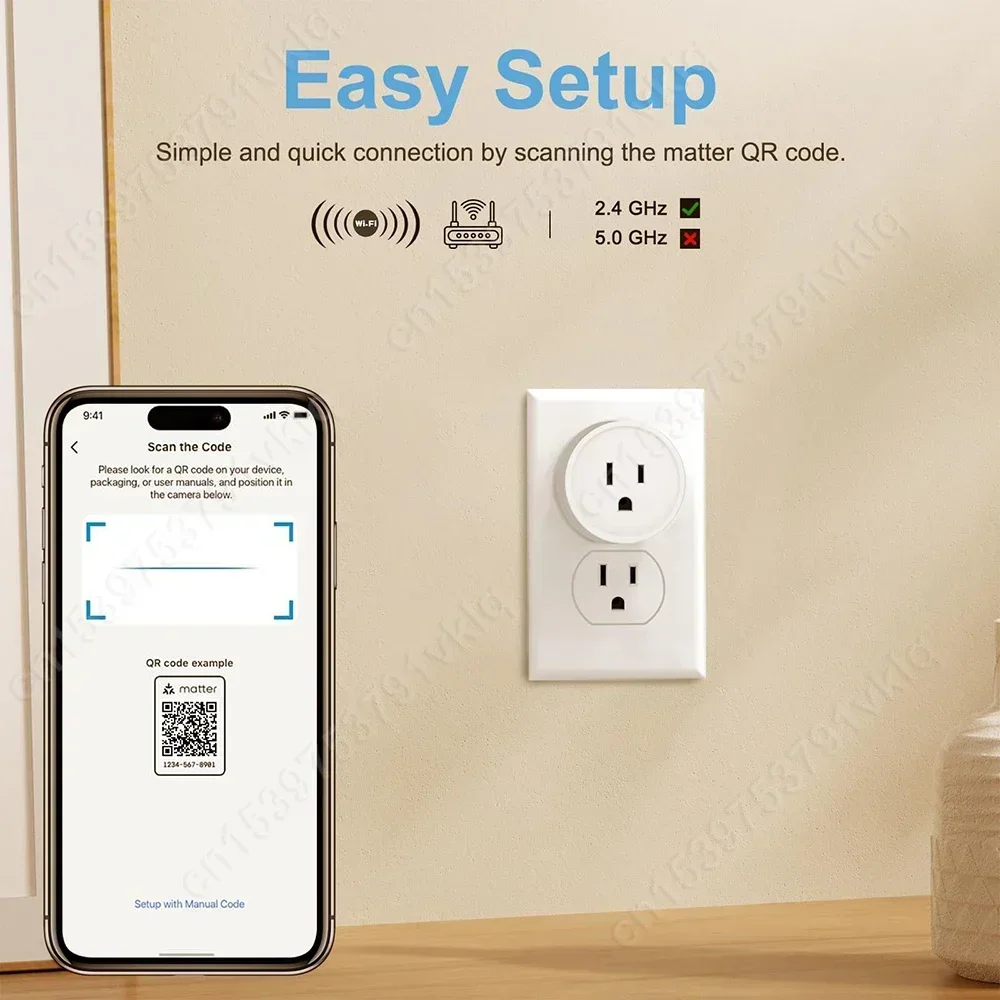 Matter Smart Plug США Mini Wi-Fi Socket 10A Розетка для бытовой техники Приложение Дистанционное