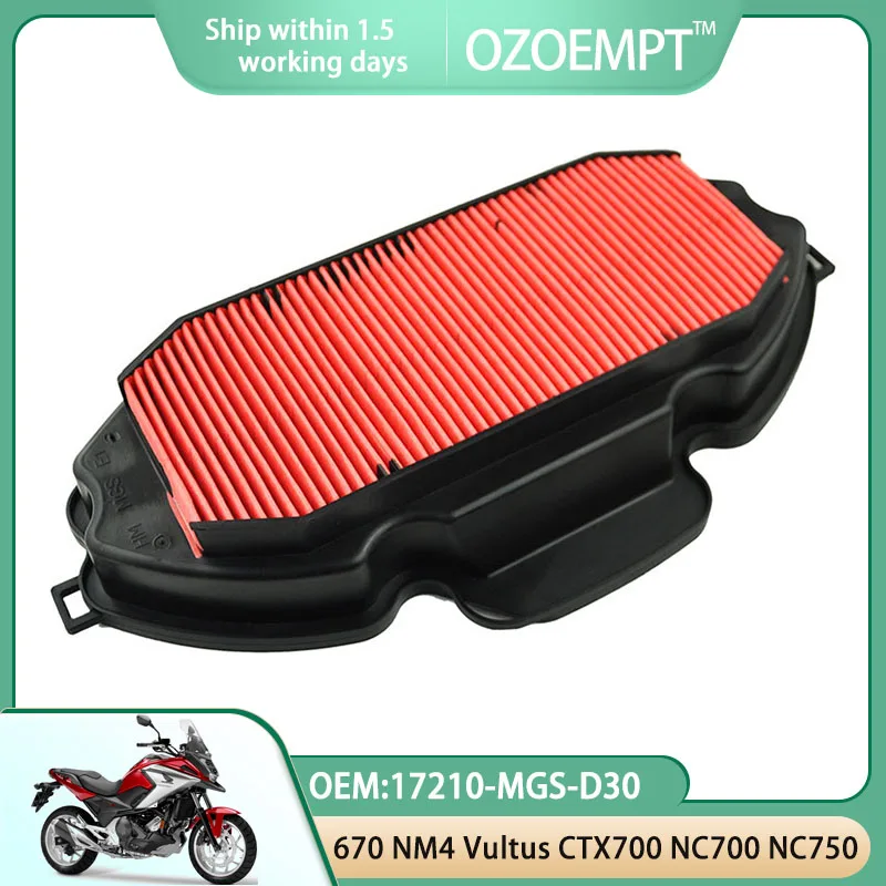 

OZOEMPT Motorcycle Air Filter Apply to 670 NM4 Vultus 15-16 CTX700 14-18 NC700 12-17 NC750 12-20 OEM:17210-MGS-D30