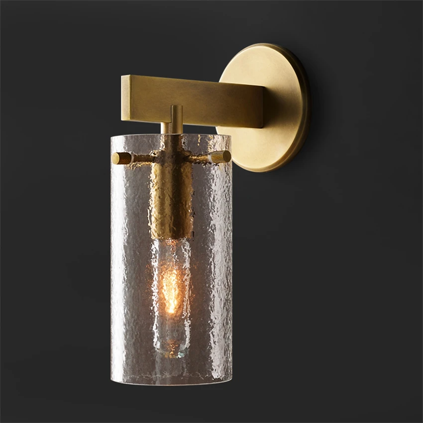 

Luxury copper water pattern ice glass wall lamps living room bedroom American vintage decorative wall sconces lights lighting