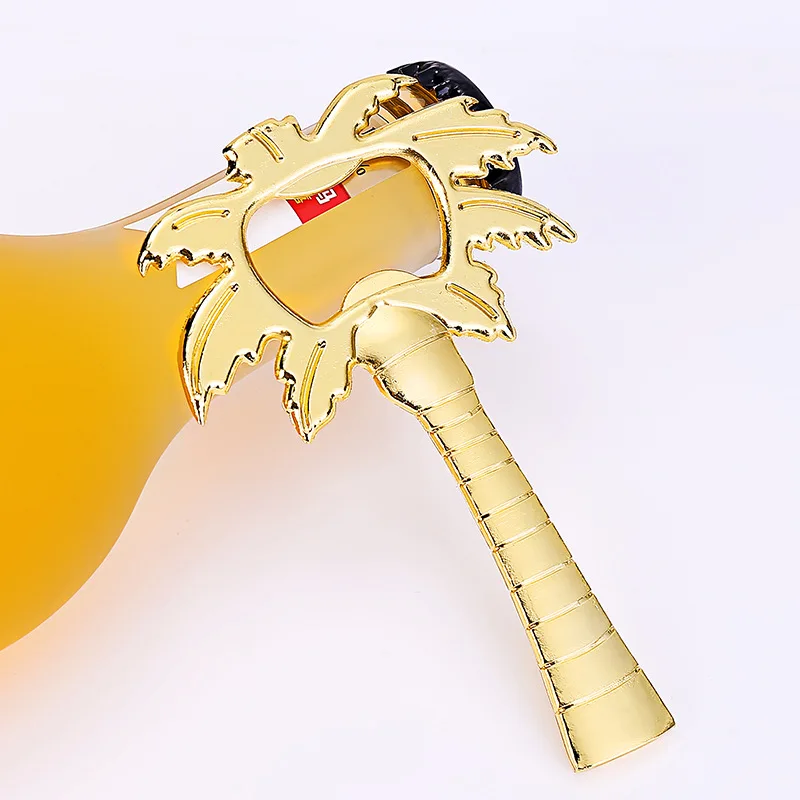 

10PCS Golden & Silver Stainless Steel Coconut Trees Bottle Opener Beer Bottle Opener Creative Wedding Favors Bar Openers Tool