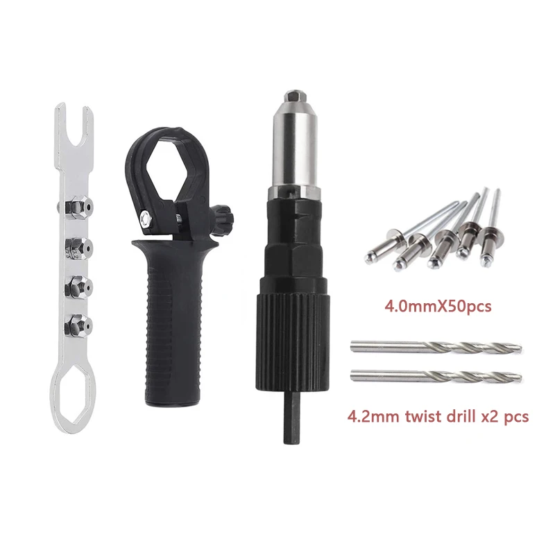 Electric Rivet Gun Adapter Professional Machine Core Pull Accessories Drill 2.4-4.8mm Insert Nut Tools Blind Rivet Twist Drill