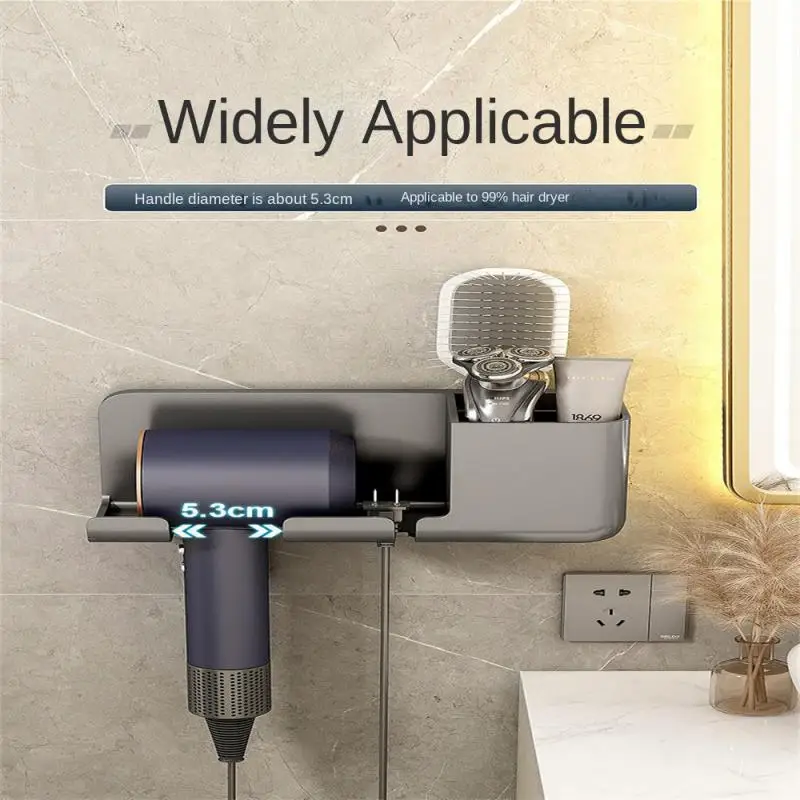 

Multifunctional Holder Hair Dryer Bracket Hole-free Hair Dryer Hanger Toilet Shelf Hair Dryer Holder Single Tier Wall Holder