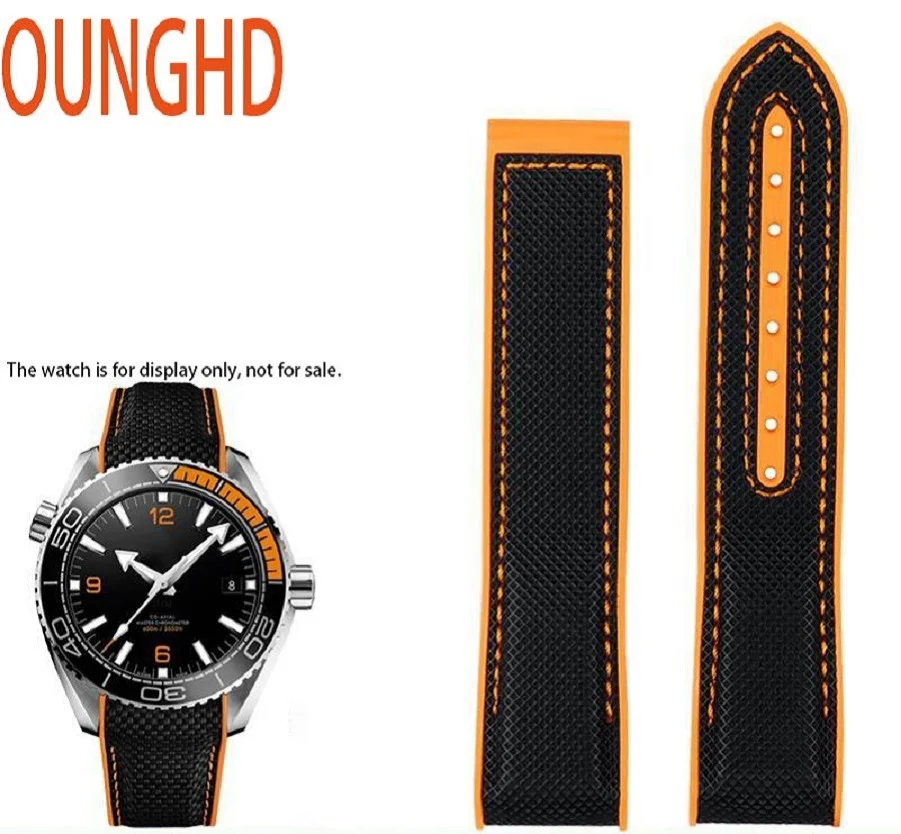 

Резиновый нейлоновый силиконовый ремешок 22 мм для Omega GMT, планет, океан, Seamaster, дайвер 300, изогнутый конец, черный ремешок, новая мода