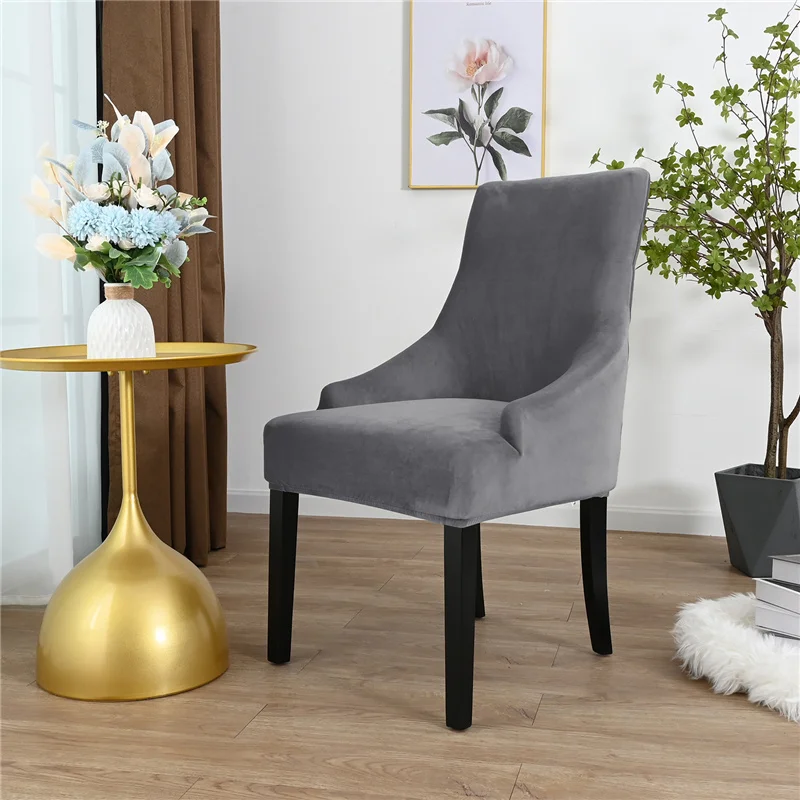 Sloping Armchair Cover Airldianer Chair Velvet Stretch Dining Slipcovers Solid Color Spandex Plush Covers Protector |