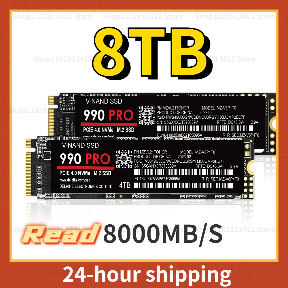 

New Hot 990 PRO PCIe 4.0 NVMe 4.0 M.2 2280 1TB 2TB 4TB SSD Internal Solid State Hard Drive For Laptop Desktop MLC PS5 Computer