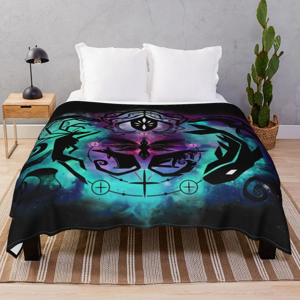 Фланелевое Одеяло с принтом в виде черных звезд |