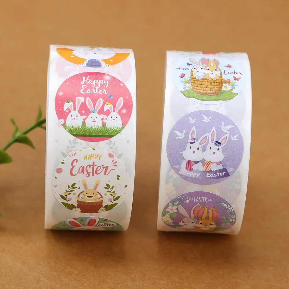 100-500 шт. 2,5 см Пасхальные наклейки для детей счастливая Пасха Банни Яйцо мультяшный подарок герметичные этикетки бумажные наклейки весеннее украшение для вечеринки - купить по выгодной цене - Пасха