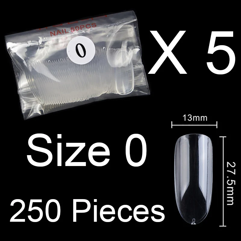 250 Pieces Same Size Of Oval Shape False Nail Tips Purchase Specific Sizes Fake Nails For Paintting Prastic Size 0 1 2 3 4 5 6