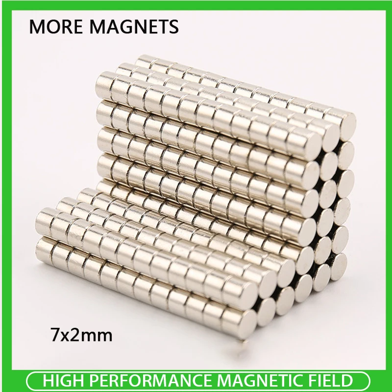 

20~500PCS 7x2mm Disc Neodymium magnet N35 Round NdFeB Dia 7mm x 2mm Powerful Strong Magnetic Magnets For Craft 7*2mm