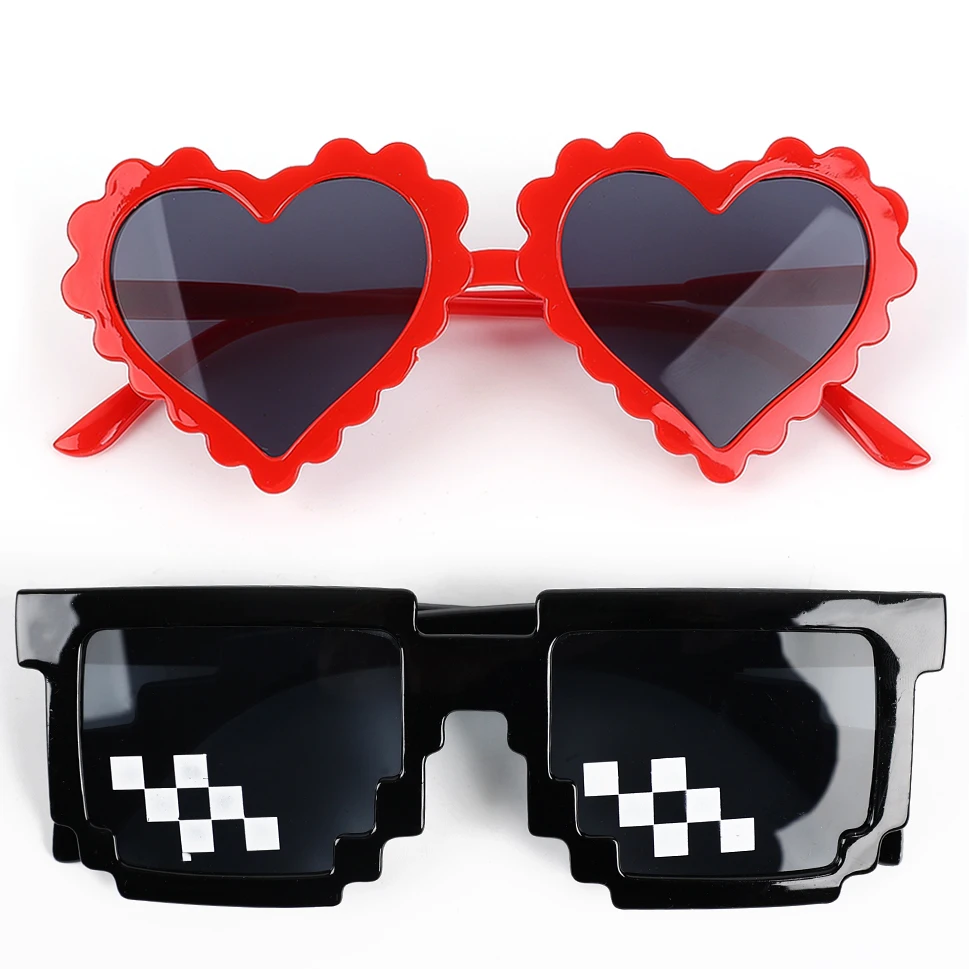 

Mosaic Sunglasses Party Cosplay Glasses Women Girls Heart Sunglass Men Punk Hiphop Black Eyeglasses Dance Disco Eyewear Prop