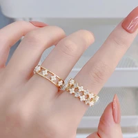 korean exquisite simple pearl ring for women adjustable open design charm rings wedding engagement anniversary jewelry gift