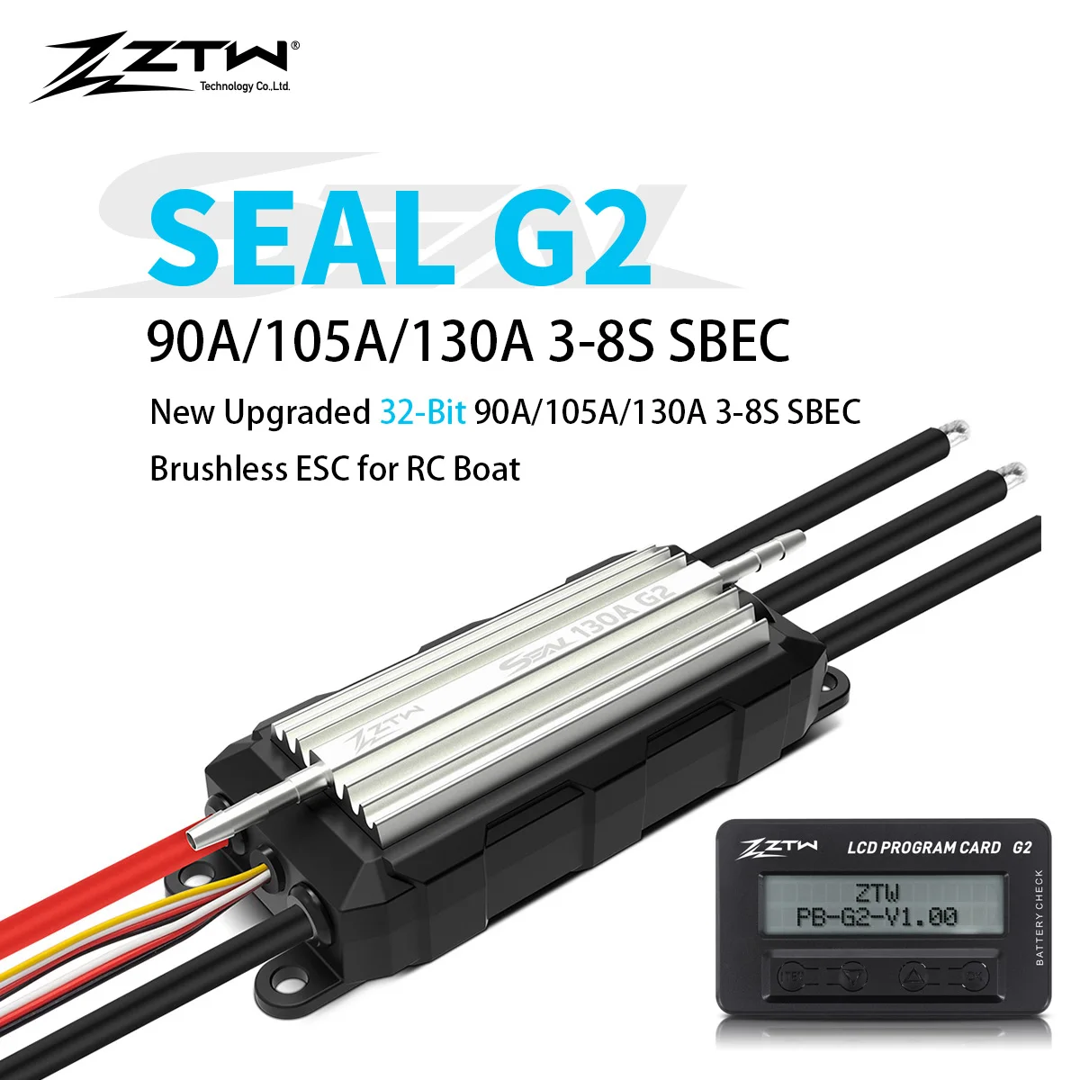 32-битное уплотнение ZTW G2 90A/105A/130A ESC 3-8S SBEC 6/7.4/8.4V 8A, водное охлаждение, двухстороннее Управление скоростью для радиоуправляемой лодки, подводного Thruster