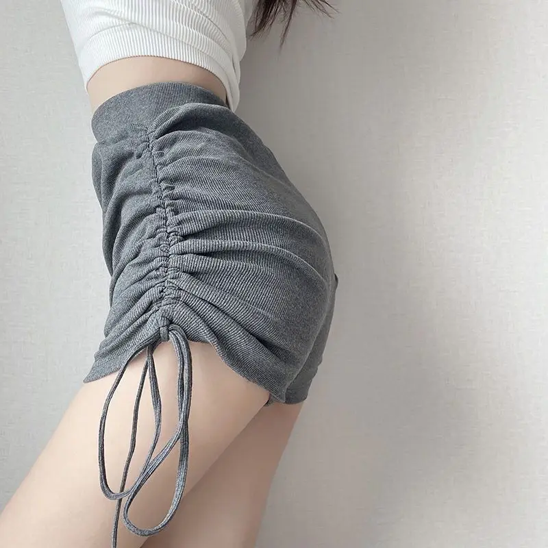 Drawstring Strap Sports Shorts Women Summer New Sexy Pleated High Waist Loose Fashion Elastic Force Hot Pants Korean Short