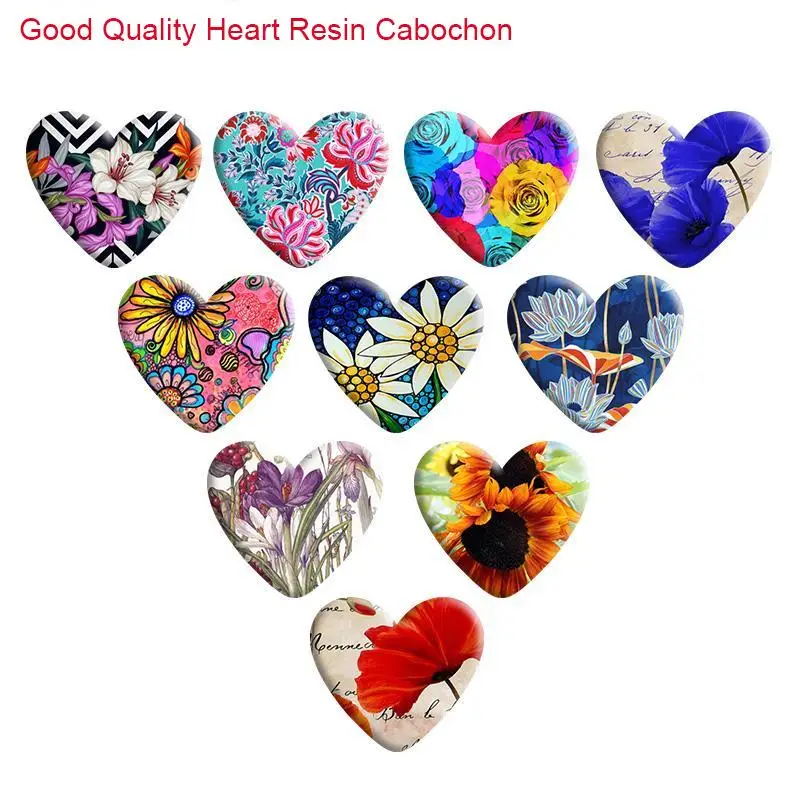 

Flower Sunflower Good Quality Love Heart Resin Cabochon Accessories DIY Earring Hair Phone Sticker Necklace R2180