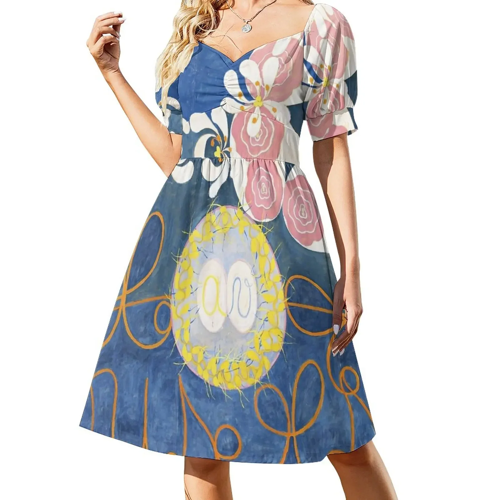 HD Childhood The Ten Largest от Hilma Af Klint HIGH DEFINITION Платье с короткими рукавами феи для женщин