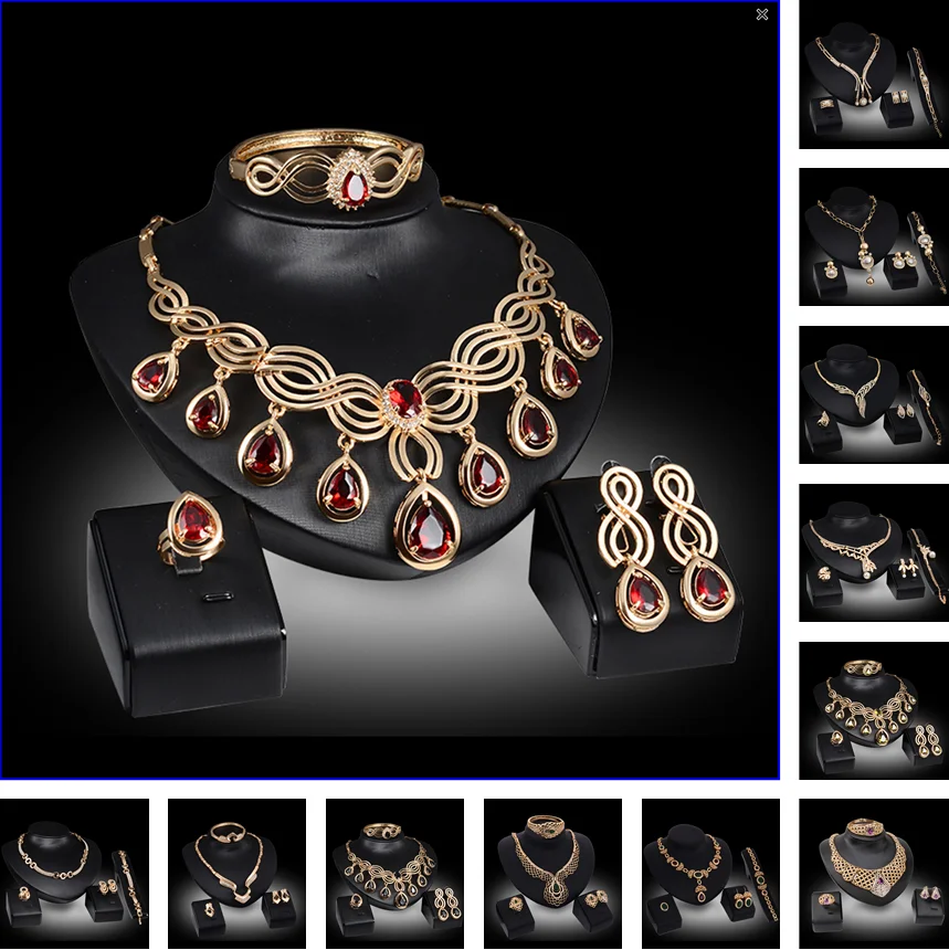 

Women's Jewelry Sets Wedding Diamond Necklace Earrings Ring Bracelet Four Piece Rhinestone Party Wear Elegant Accessories